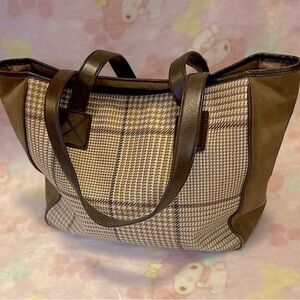 Ralph Lauren  Designer Houndstooth Leather, wool & suede vintage handbag (NEW)